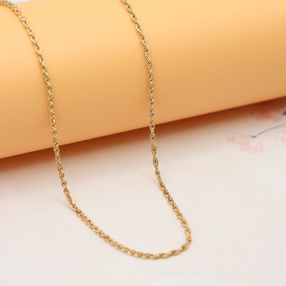 Twisted Rope Rose Gold Necklace – Elegant 18 Inch Chain Design, XPNL0206 - Picture 8 of 12